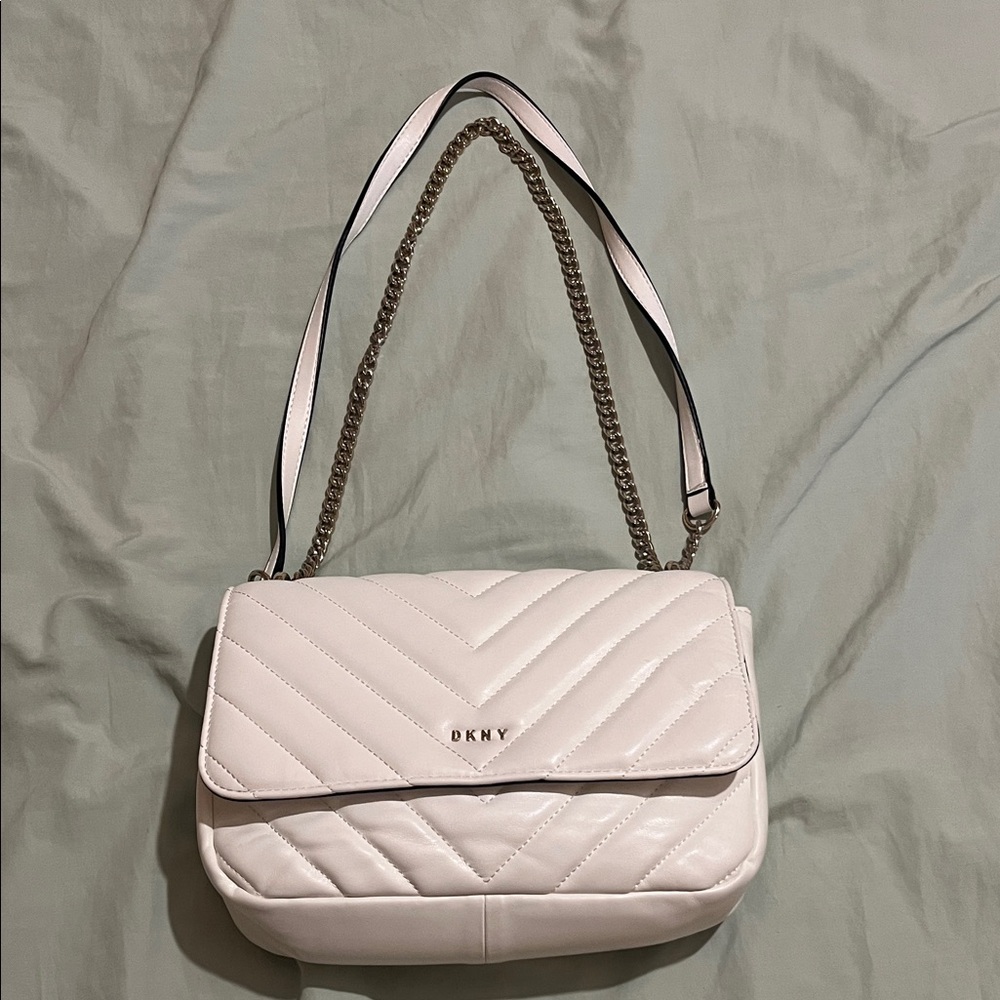 DKNY Quilted Shoulder Bag in Soft Cream